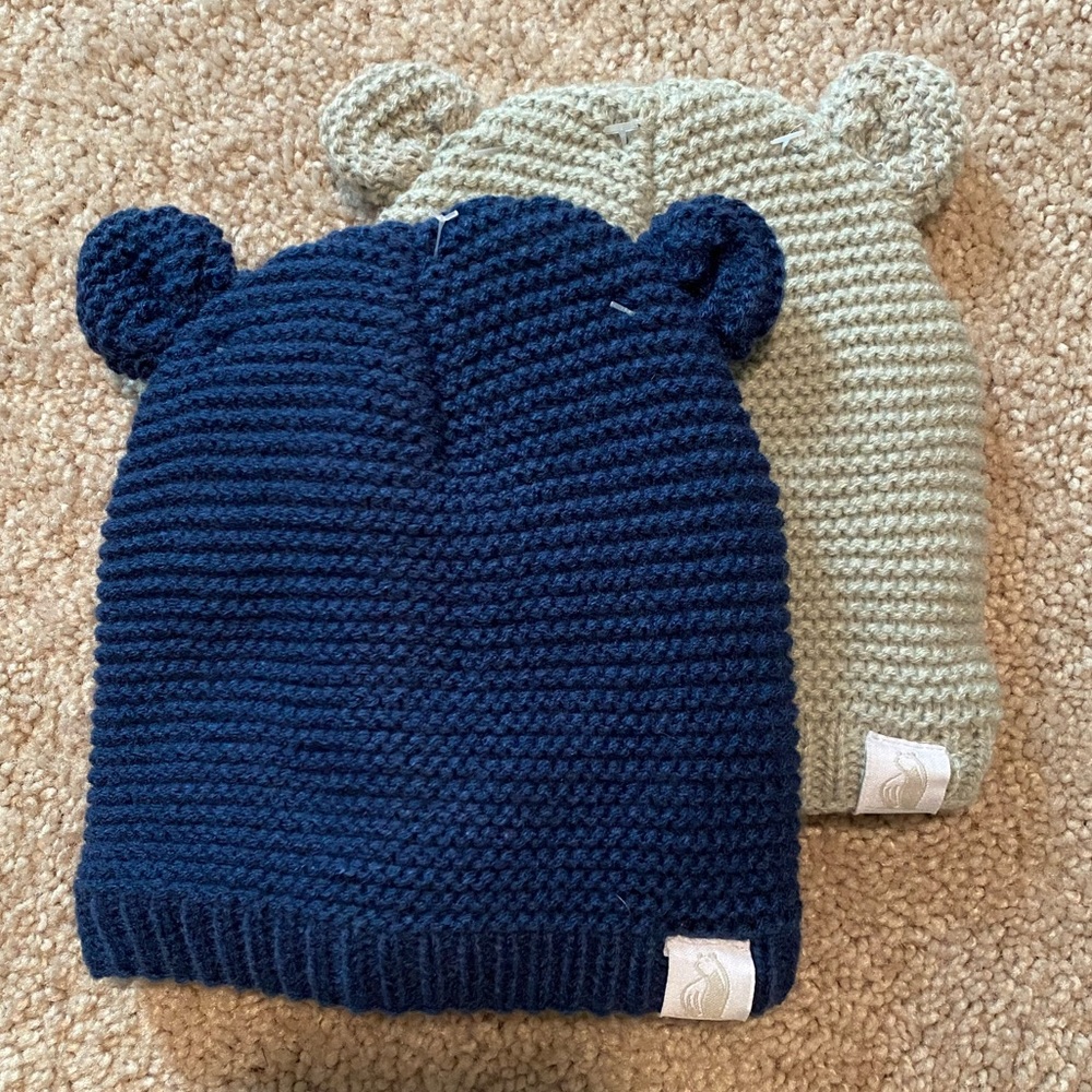 6-12 month knit bear ear hats
